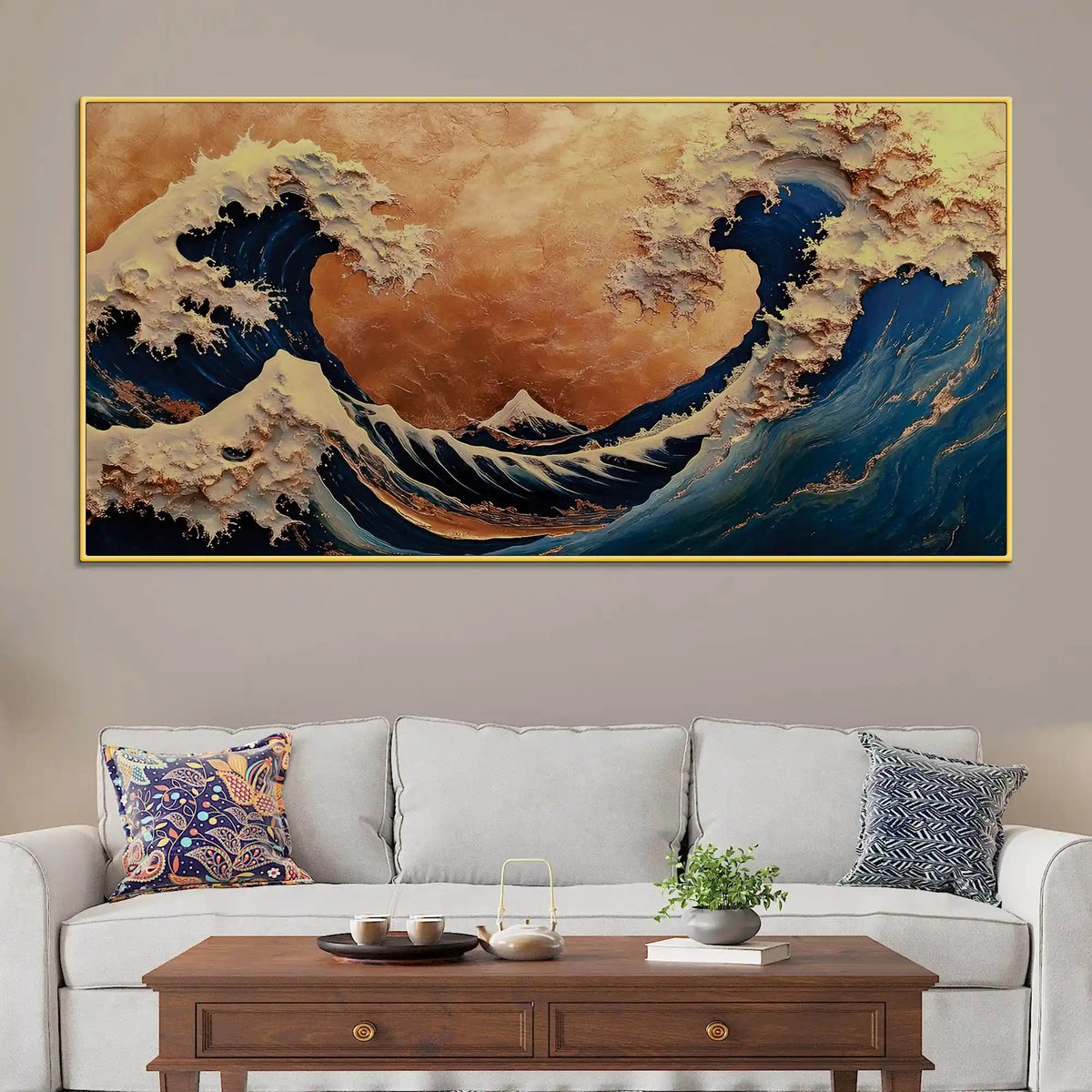 Abstract Ocean Wave Canvas Painting for Home Décor