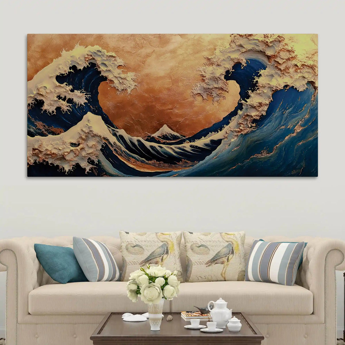 Abstract Ocean Wave Canvas Painting for Home Décor