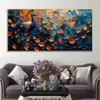 Abstract Peacock Canvas Painting for Modern Home Interior Décor