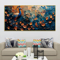 Abstract Peacock Canvas Painting for Modern Home Interior Décor