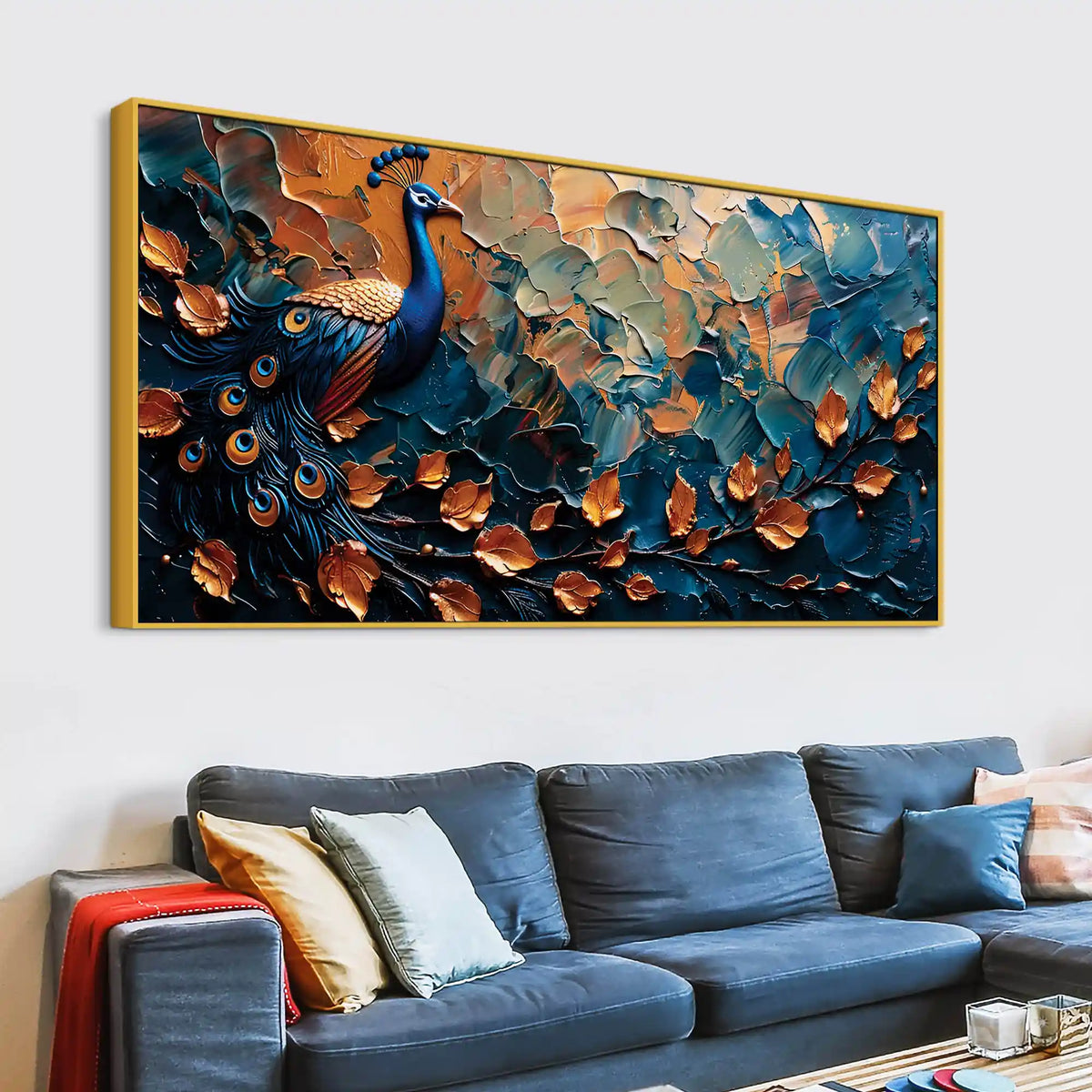 Abstract Peacock Canvas Painting for Modern Home Interior Décor