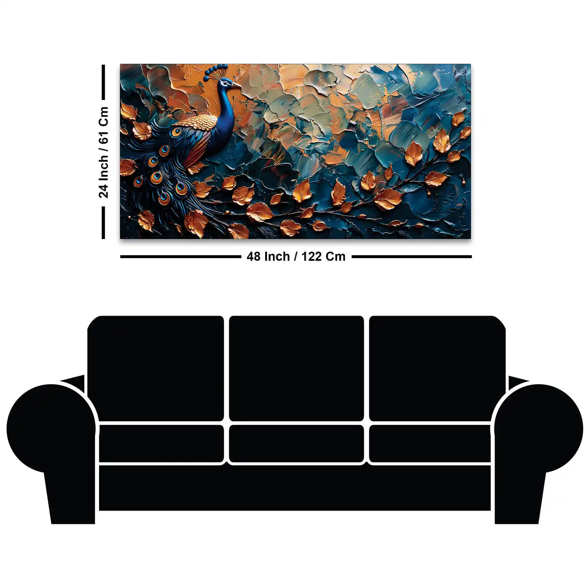 Abstract Peacock Canvas Painting for Modern Home Interior Décor
