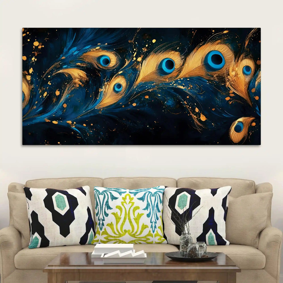 Abstract Peacock Feather Canvas Wall Art Painting