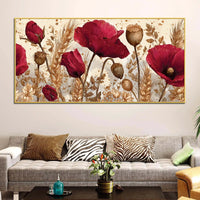Abstract Red Poppy Flower Canvas Wall Art Painting for Home Decor