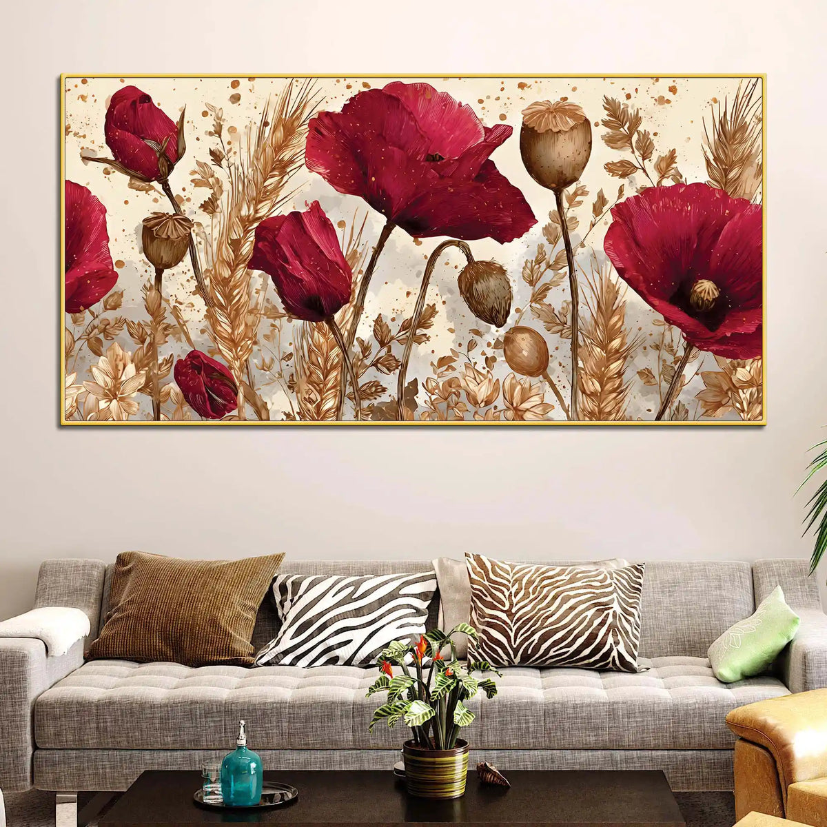 Abstract Red Poppy Flower Canvas Wall Art Painting for Home Decor