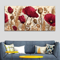 Abstract Red Poppy Flower Canvas Wall Art Painting for Home Decor