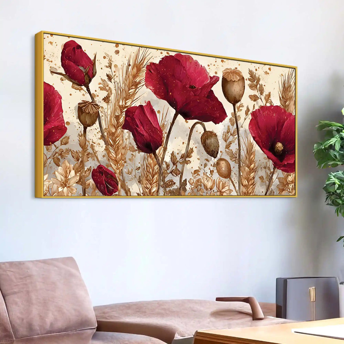 Abstract Red Poppy Flower Canvas Wall Art Painting for Home Decor