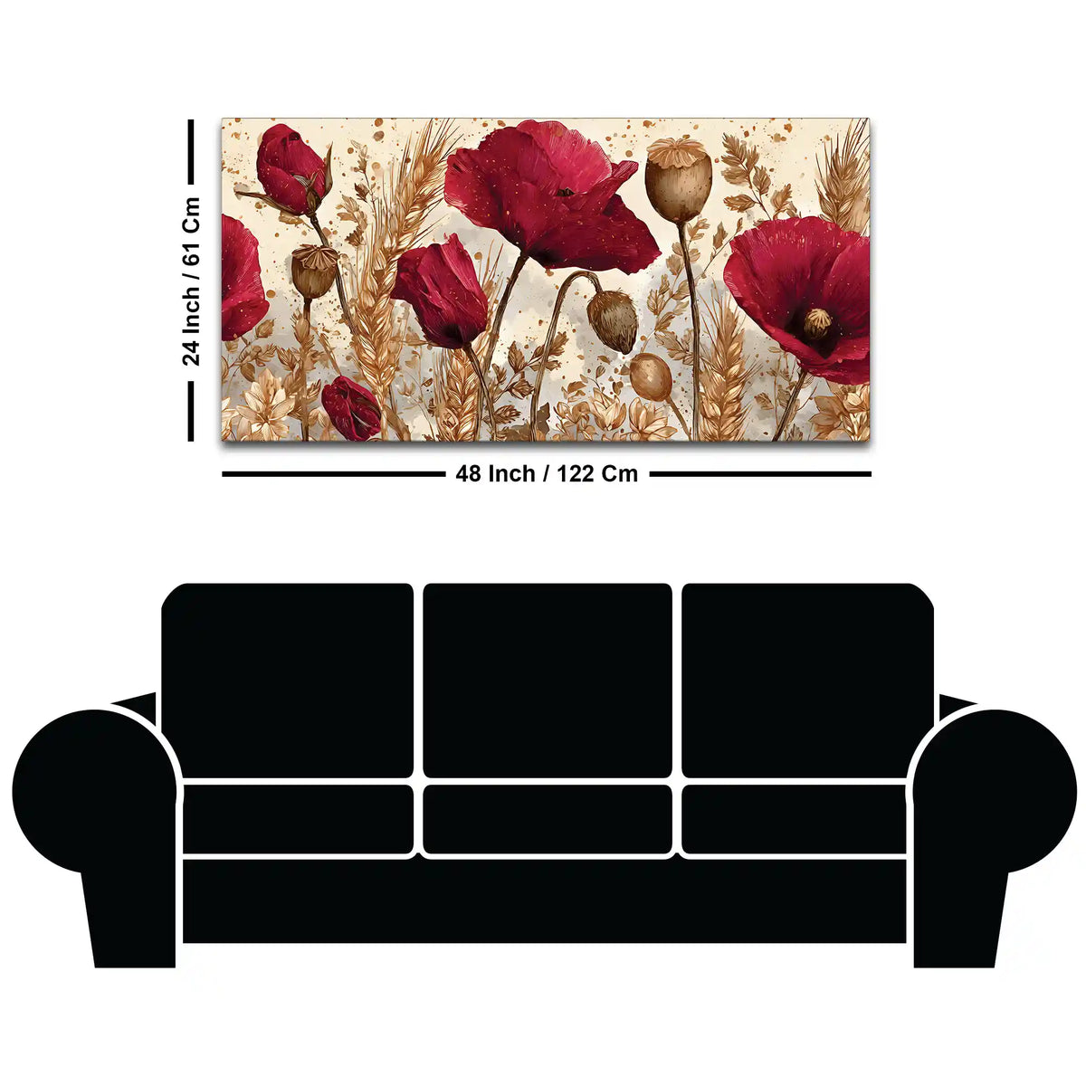 Abstract Red Poppy Flower Canvas Wall Art Painting for Home Decor