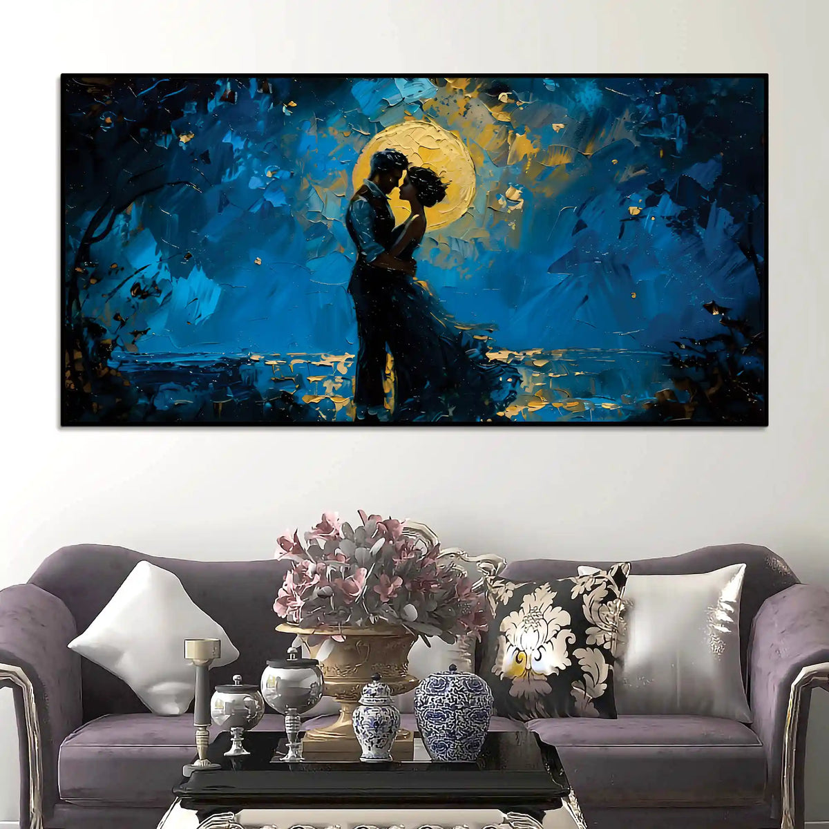 Abstract Romantic Couple Canvas Wall Art Painting