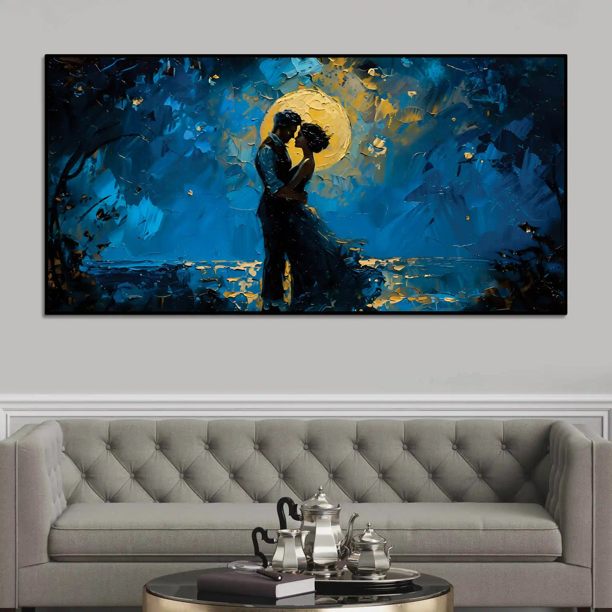 Abstract Romantic Couple Canvas Wall Art Painting