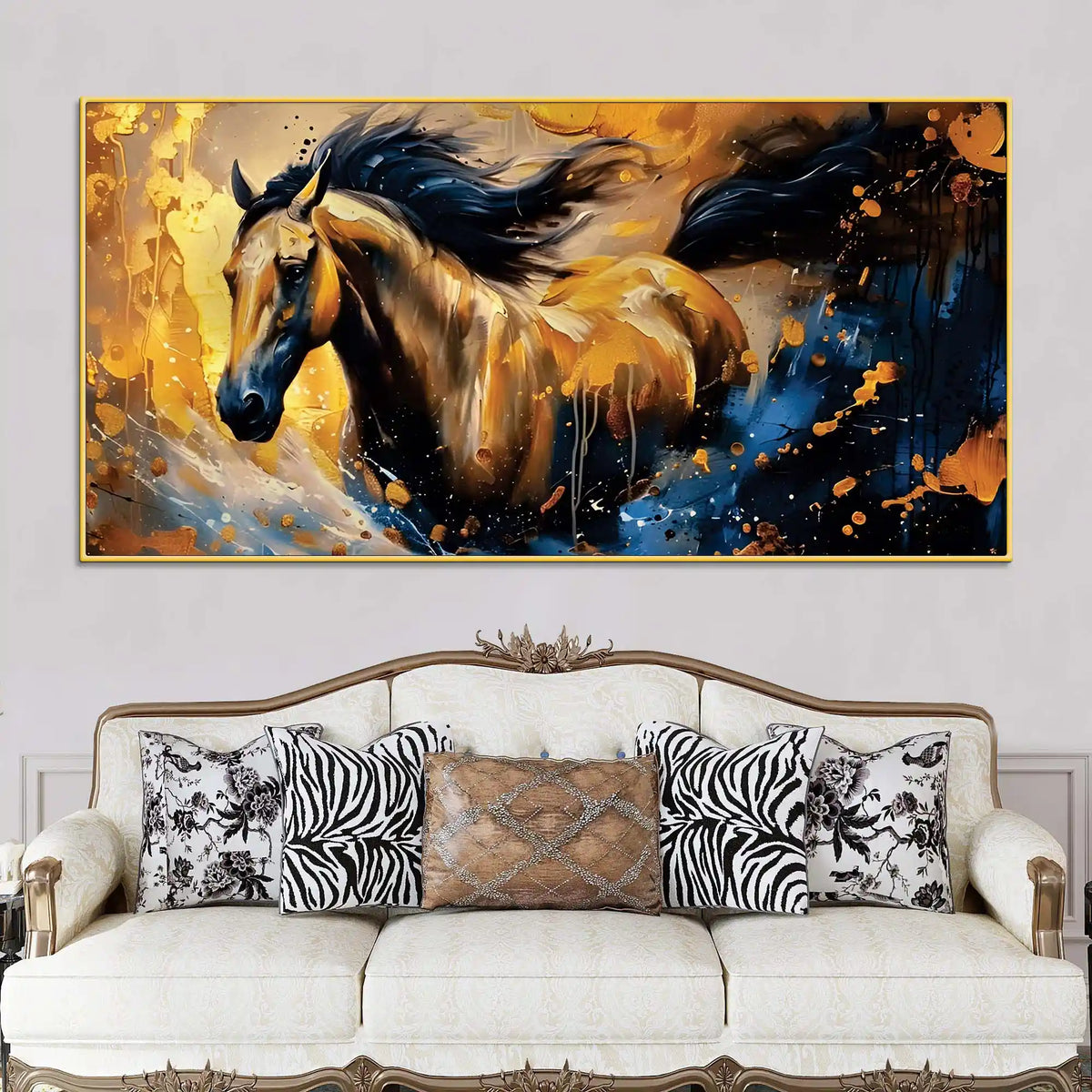 Abstract Running Horse Canvas Painting for Decor