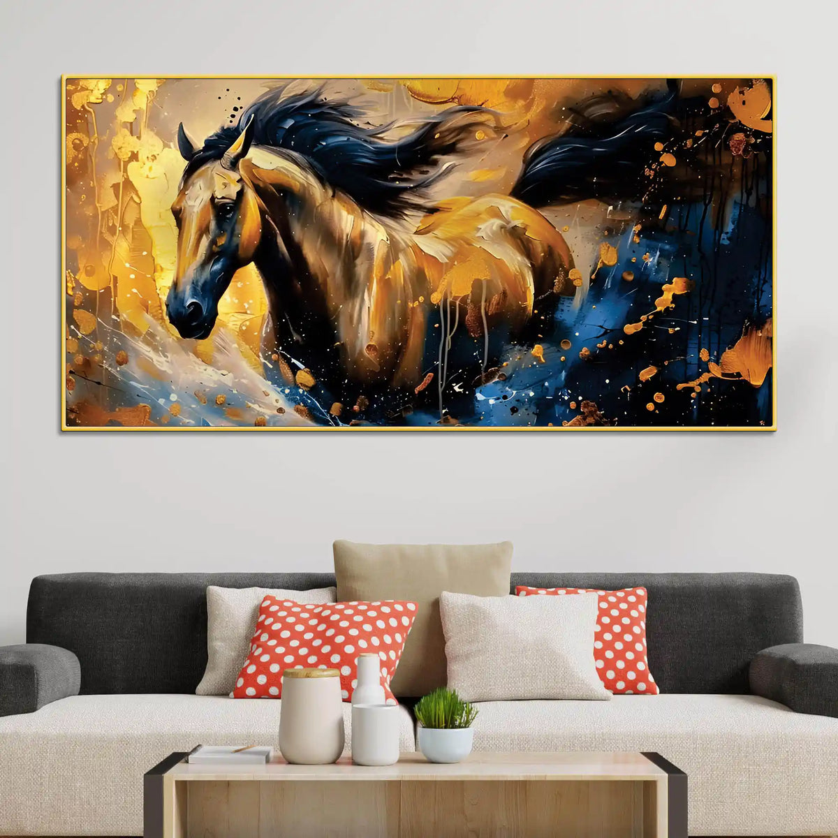 Abstract Running Horse Canvas Painting for Decor