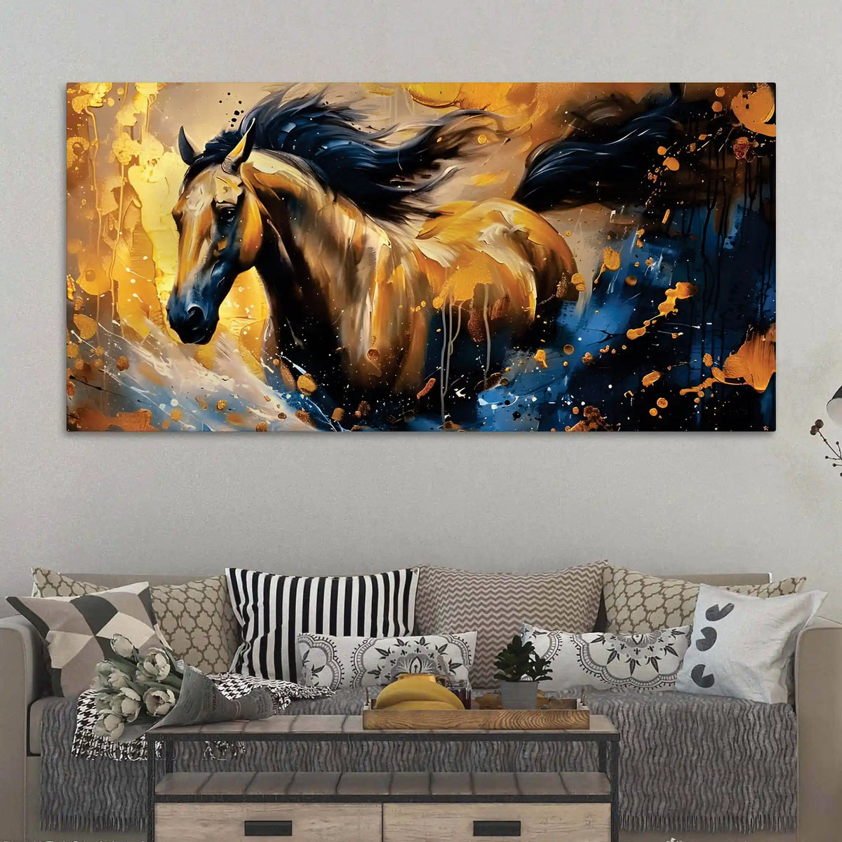 Abstract Running Horse Canvas Painting for Decor