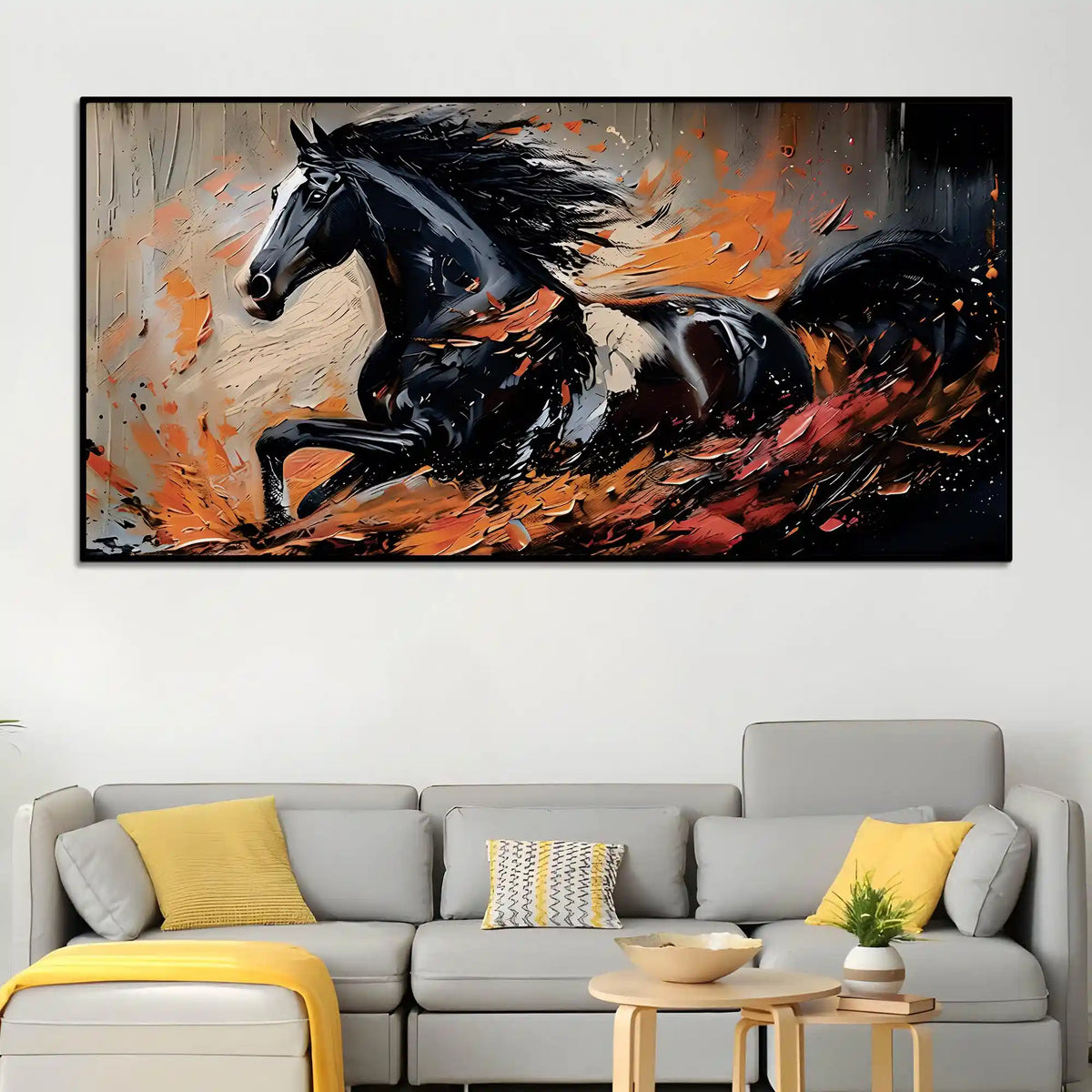Abstract Running Horse Canvas Wall Art Painting