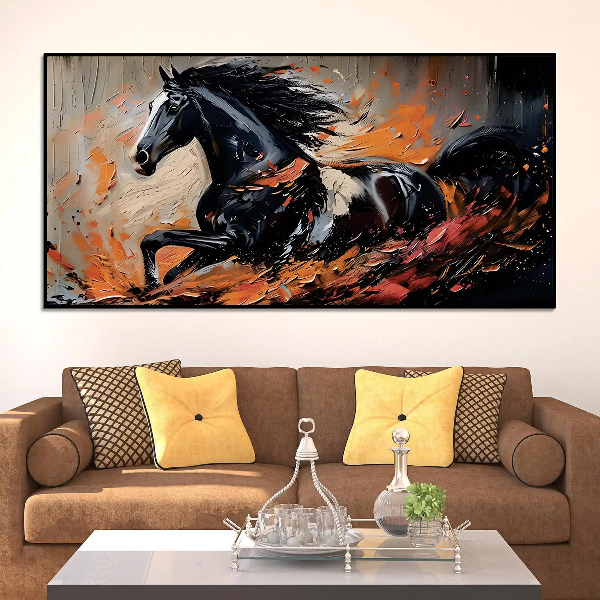 Abstract Running Horse Canvas Wall Art Painting