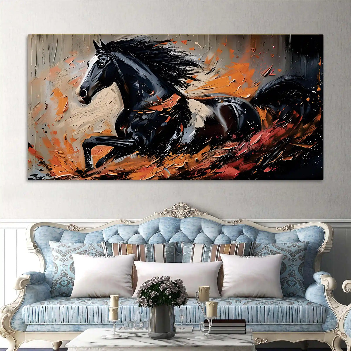 Abstract Running Horse Canvas Wall Art Painting