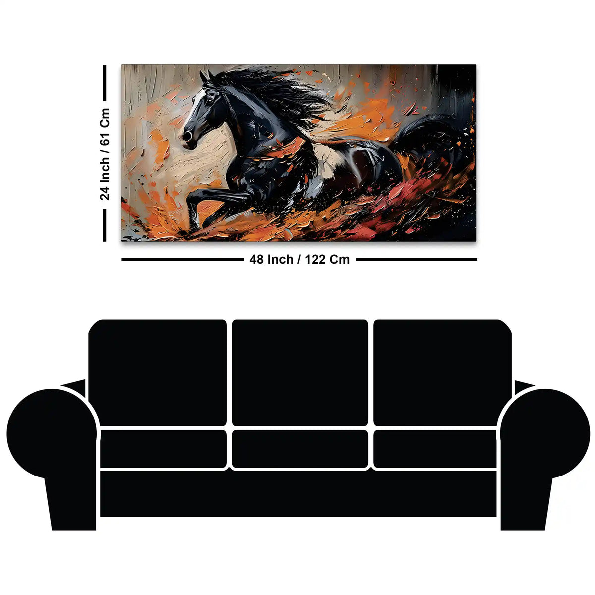 Abstract Running Horse Canvas Wall Art Painting