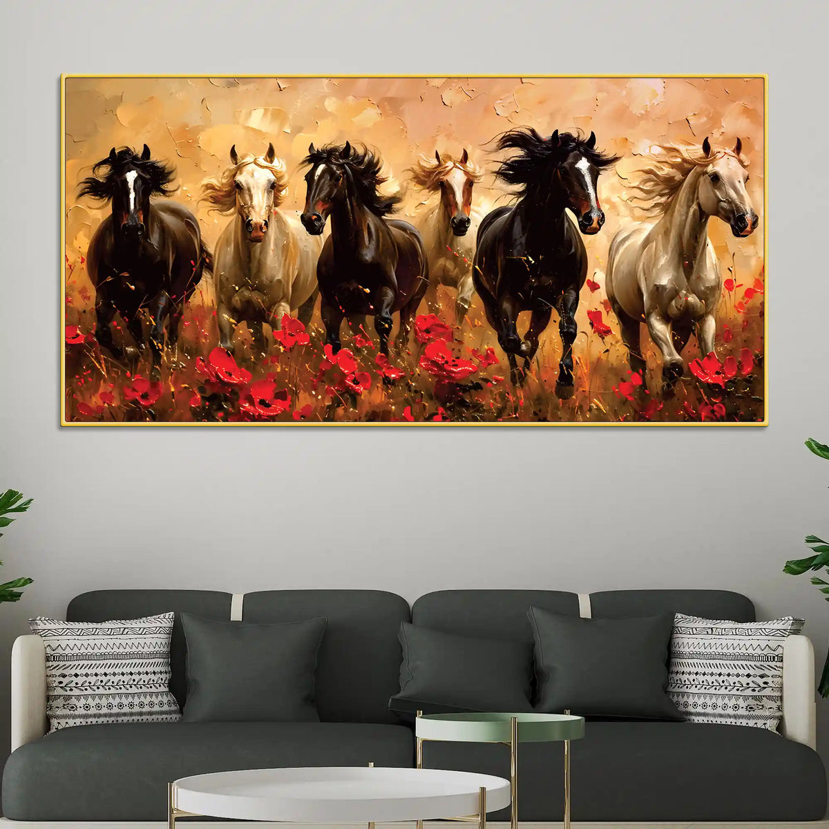 Abstract Running Horses Canvas Wall Art Painting