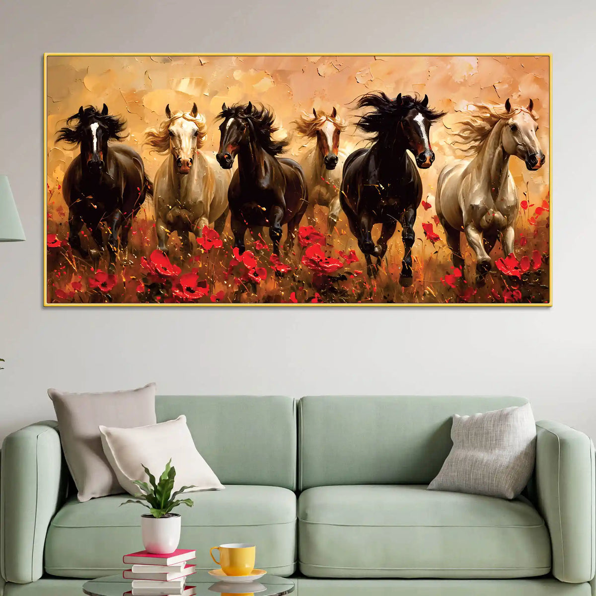 Abstract Running Horses Canvas Wall Art Painting