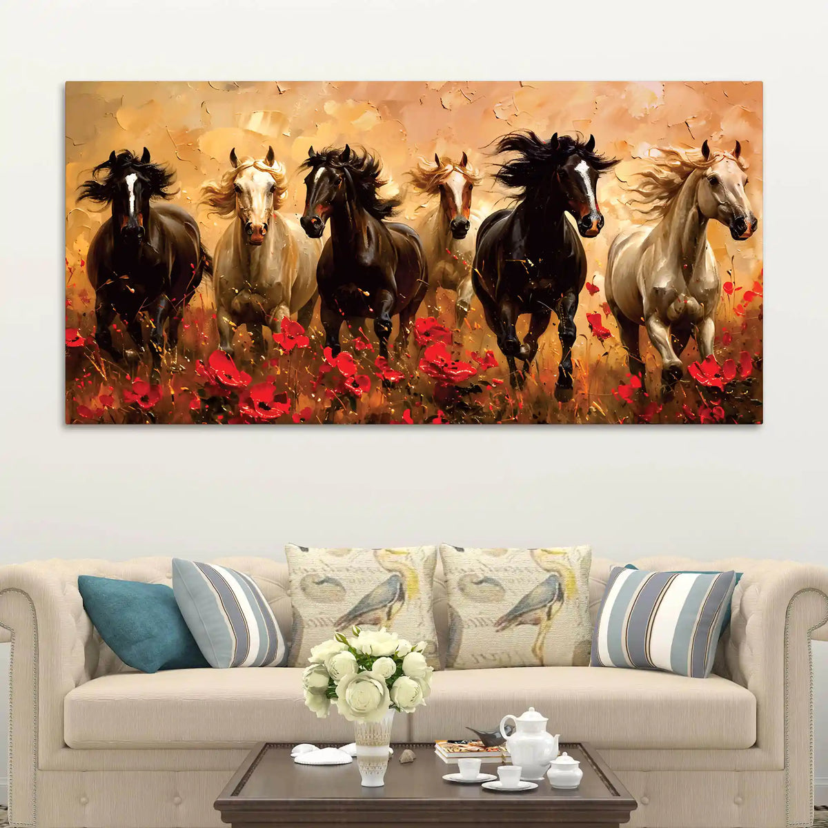 Abstract Running Horses Canvas Wall Art Painting