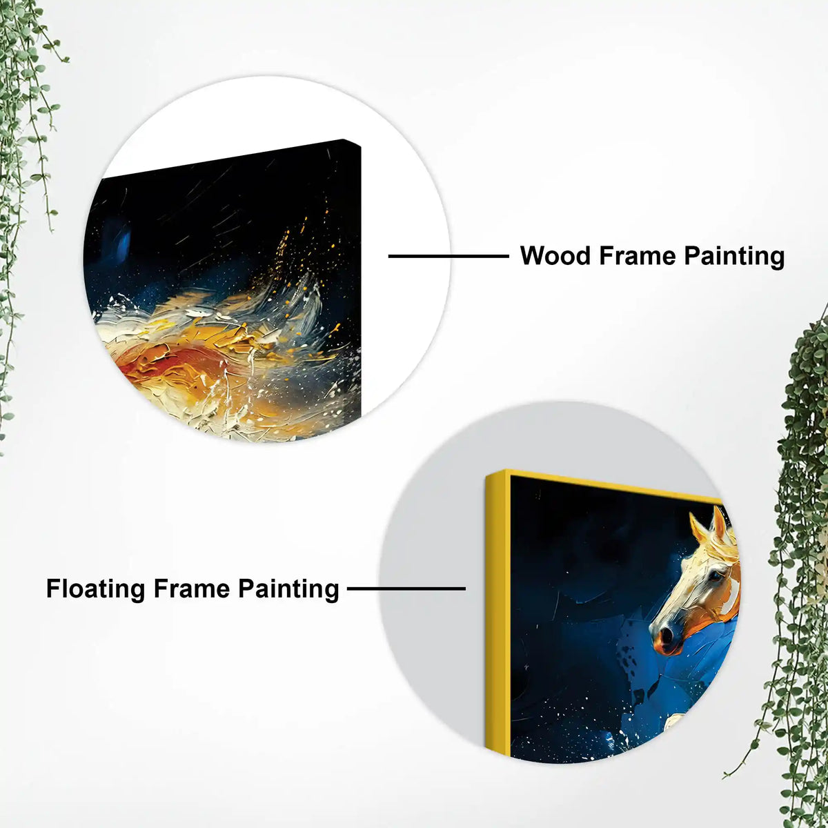 Abstract Running White Horse Canvas Wall Painting