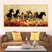 Abstract Running Wild Horses Canvas Painting
