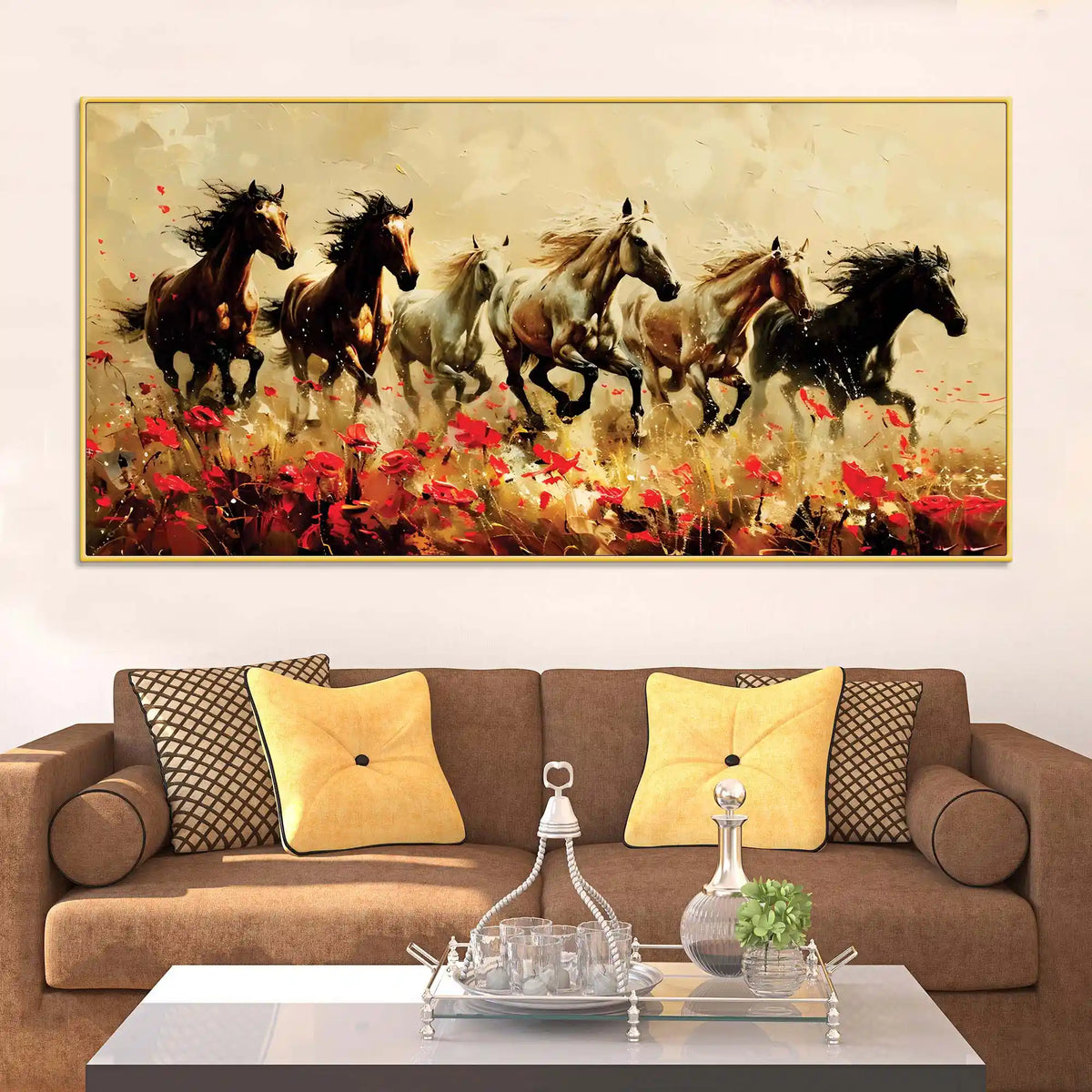Abstract Running Wild Horses Canvas Painting
