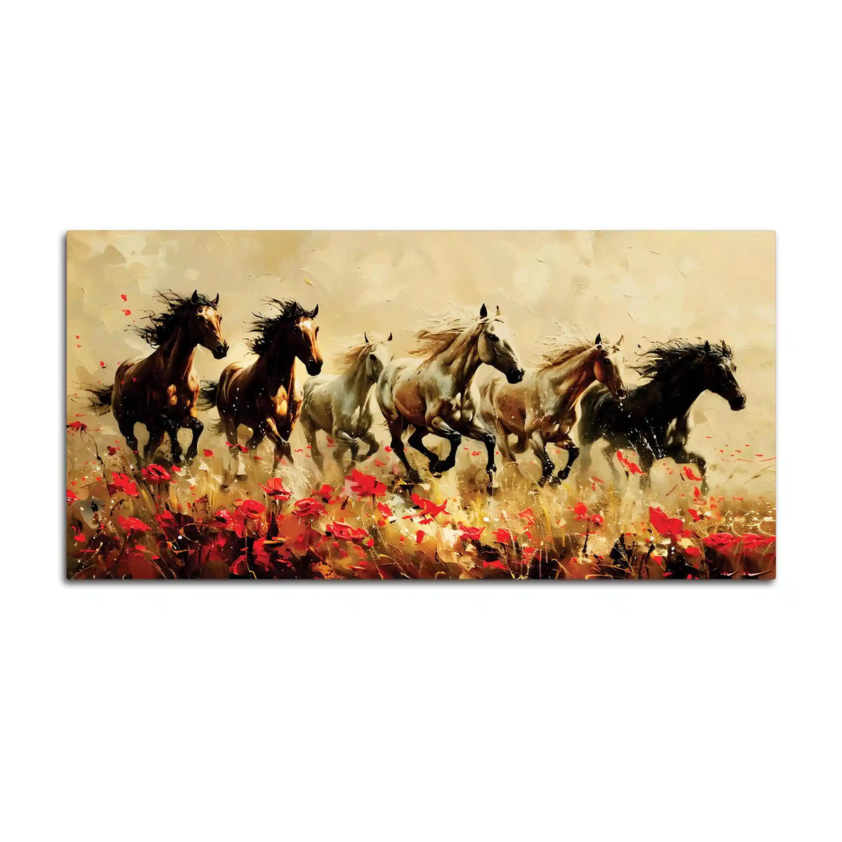 Abstract Running Wild Horses Canvas Painting