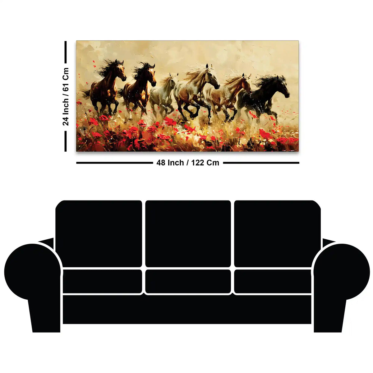 Abstract Running Wild Horses Canvas Painting