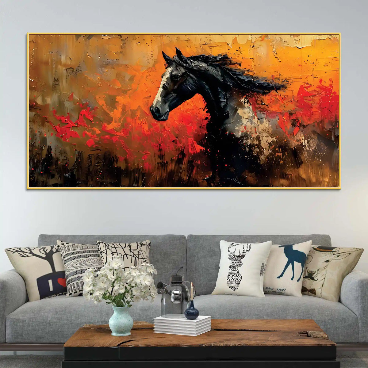 Abstract Splash Horse Canvas Painting for Home