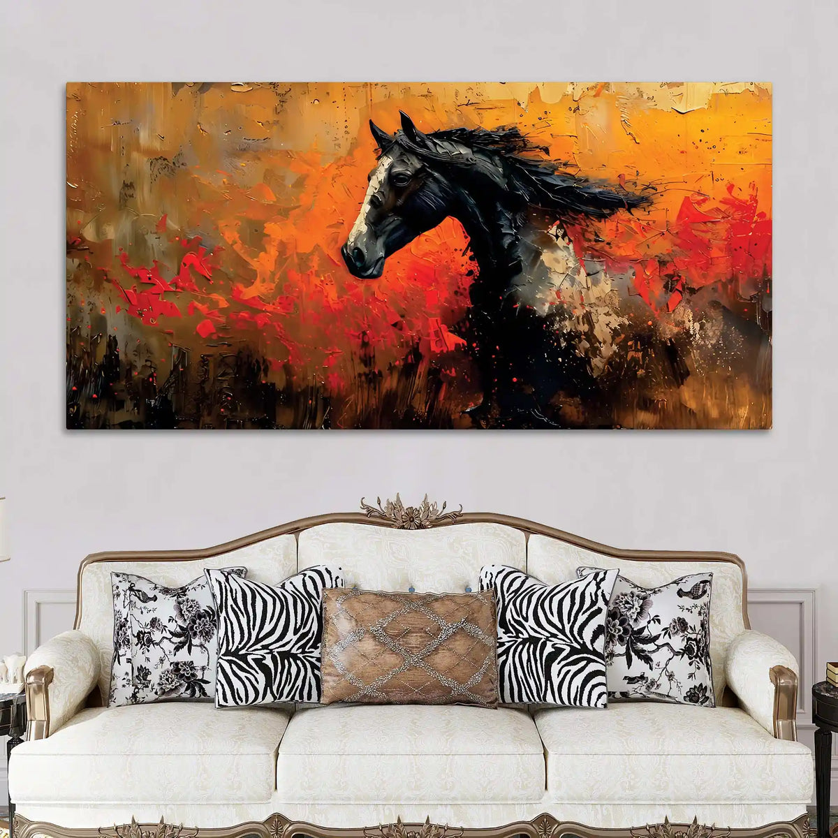 Abstract Splash Horse Canvas Painting for Home