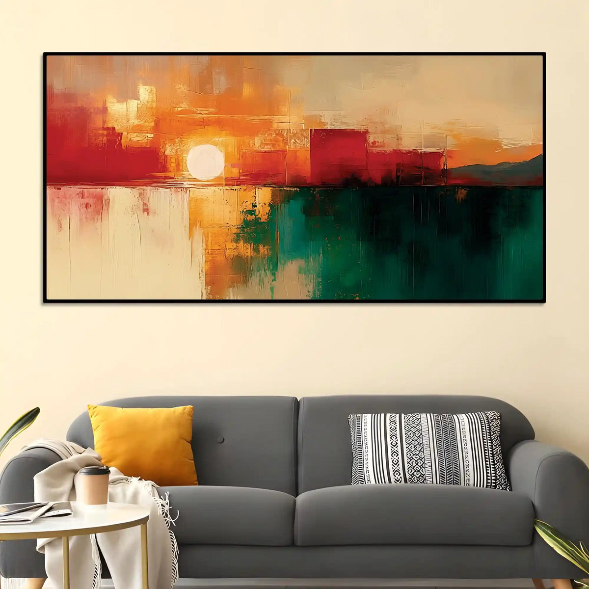 Abstract Sunset Canvas Wall Painting for Modern Living Room Décor