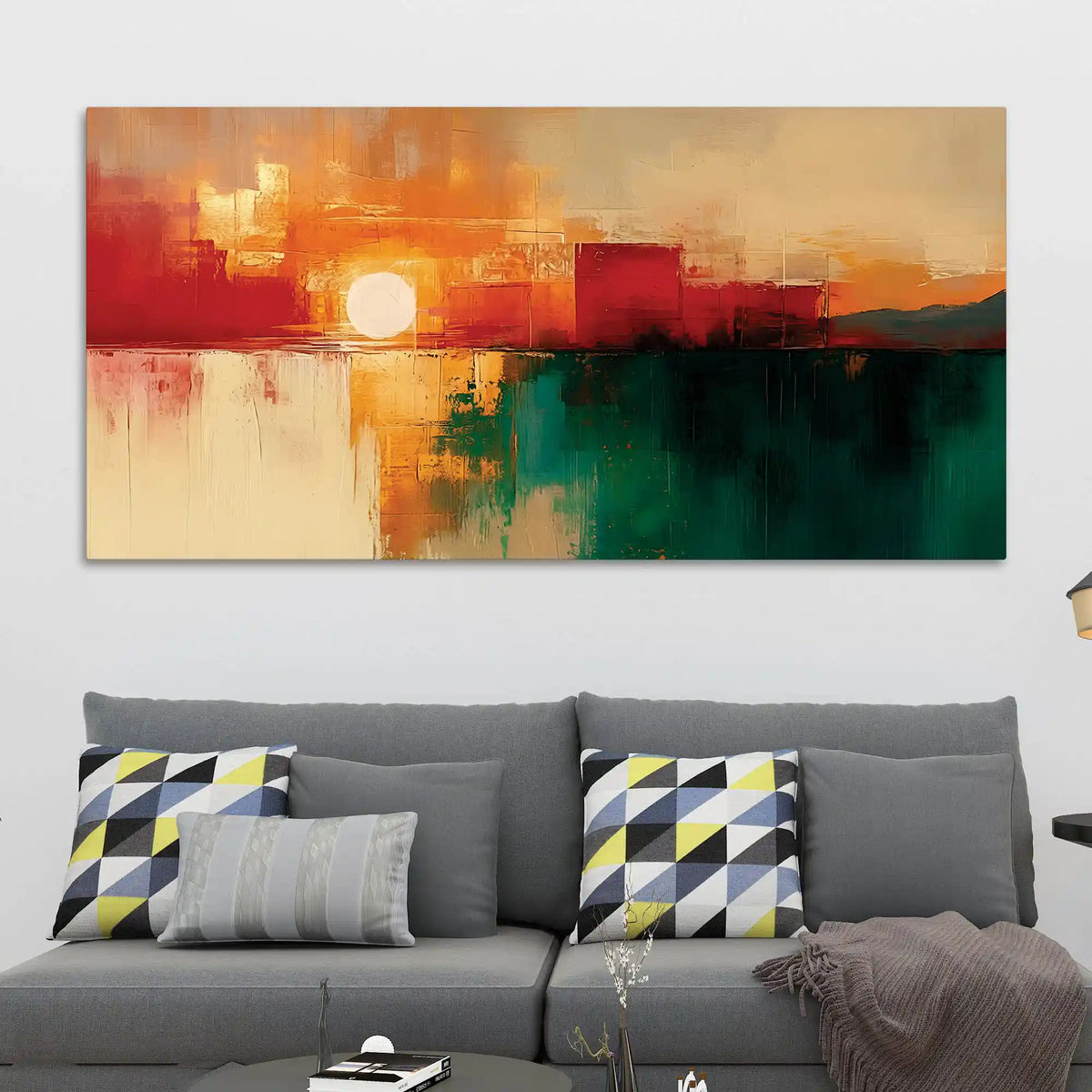 Abstract Sunset Canvas Wall Painting for Modern Living Room Décor