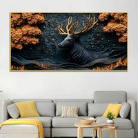 Abstract Textured Deer Canvas Painting for Living Room