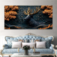 Abstract Textured Deer Canvas Painting for Living Room