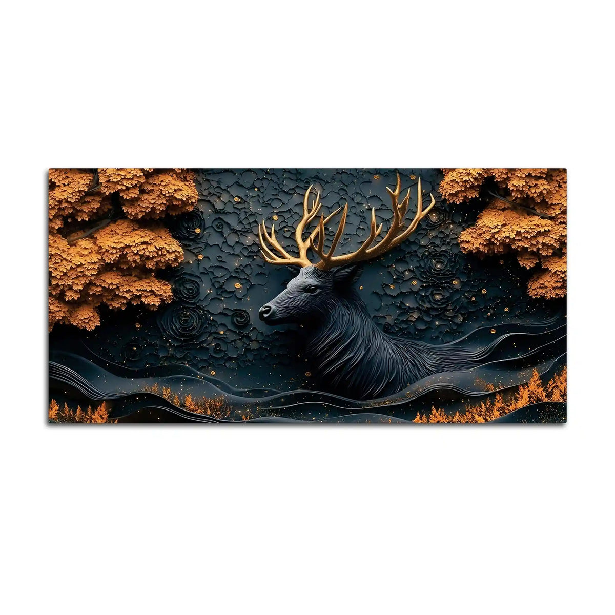 Abstract Textured Deer Canvas Painting for Living Room