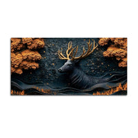 Abstract Textured Deer Canvas Painting for Living Room