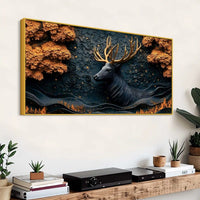 Abstract Textured Deer Canvas Painting for Living Room