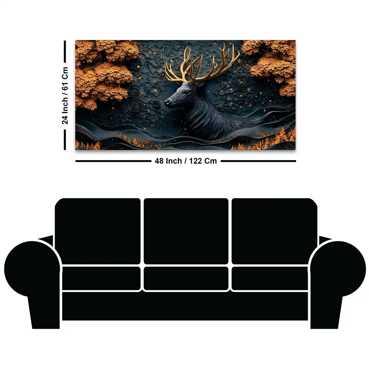 Abstract Textured Deer Canvas Painting for Living Room