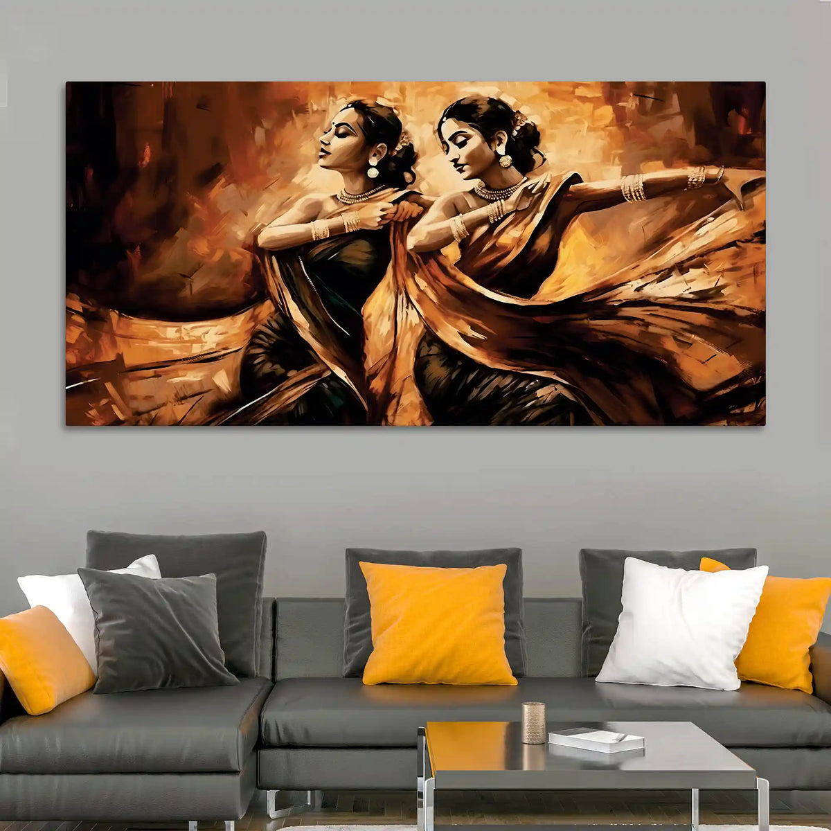 Abstract Traditional Indian Dance Canvas Wall Art Painting