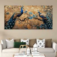 Abstract Twin Peacock Canvas Wall Art Floral Luxury Painting for Home Interiors