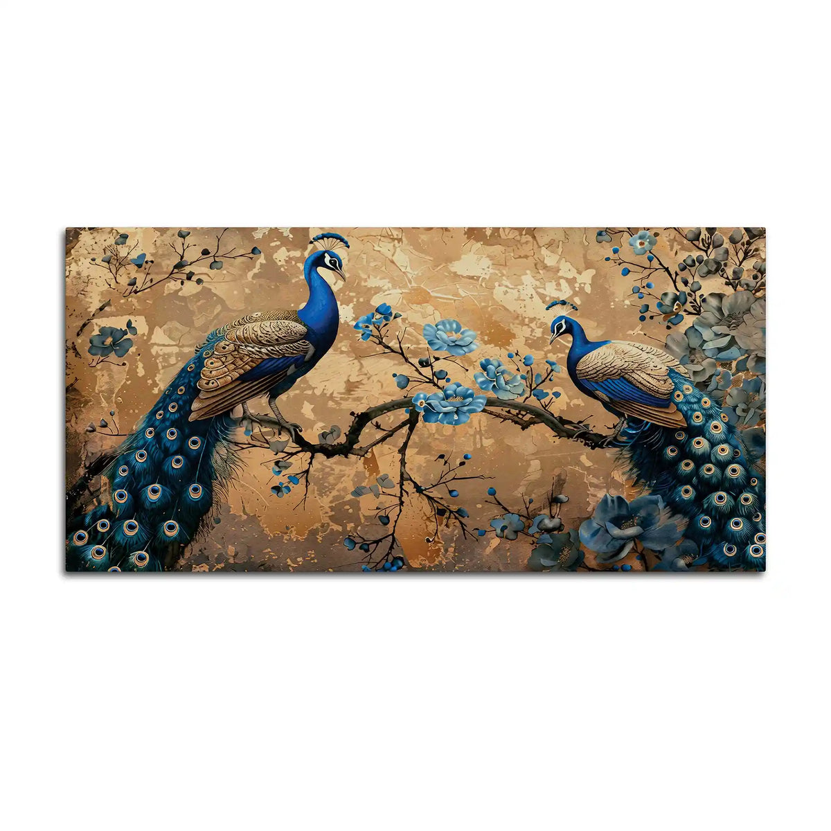 Abstract Twin Peacock Canvas Wall Art Floral Luxury Painting for Home Interiors