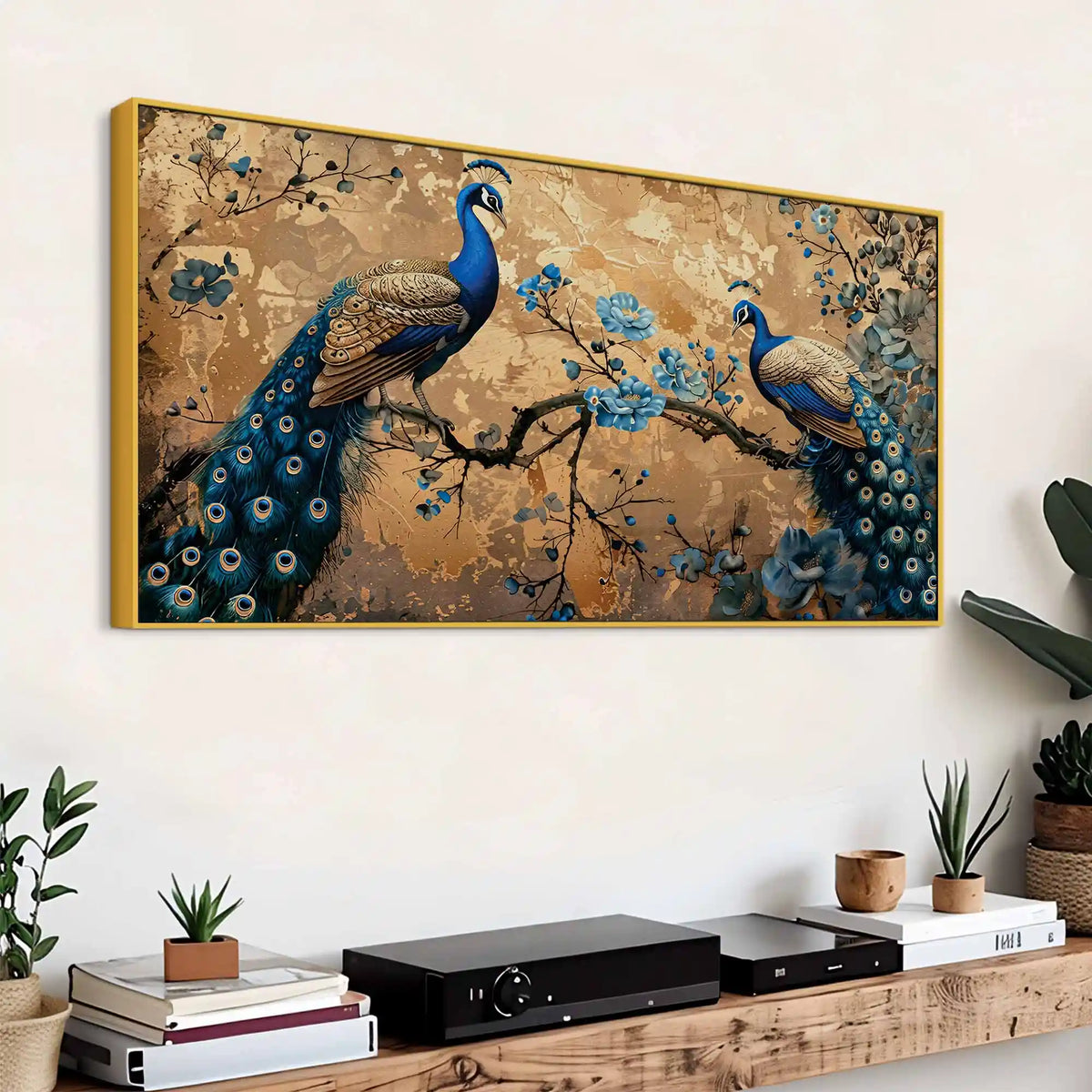 Abstract Twin Peacock Canvas Wall Art Floral Luxury Painting for Home Interiors