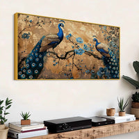 Abstract Twin Peacock Canvas Wall Art Floral Luxury Painting for Home Interiors