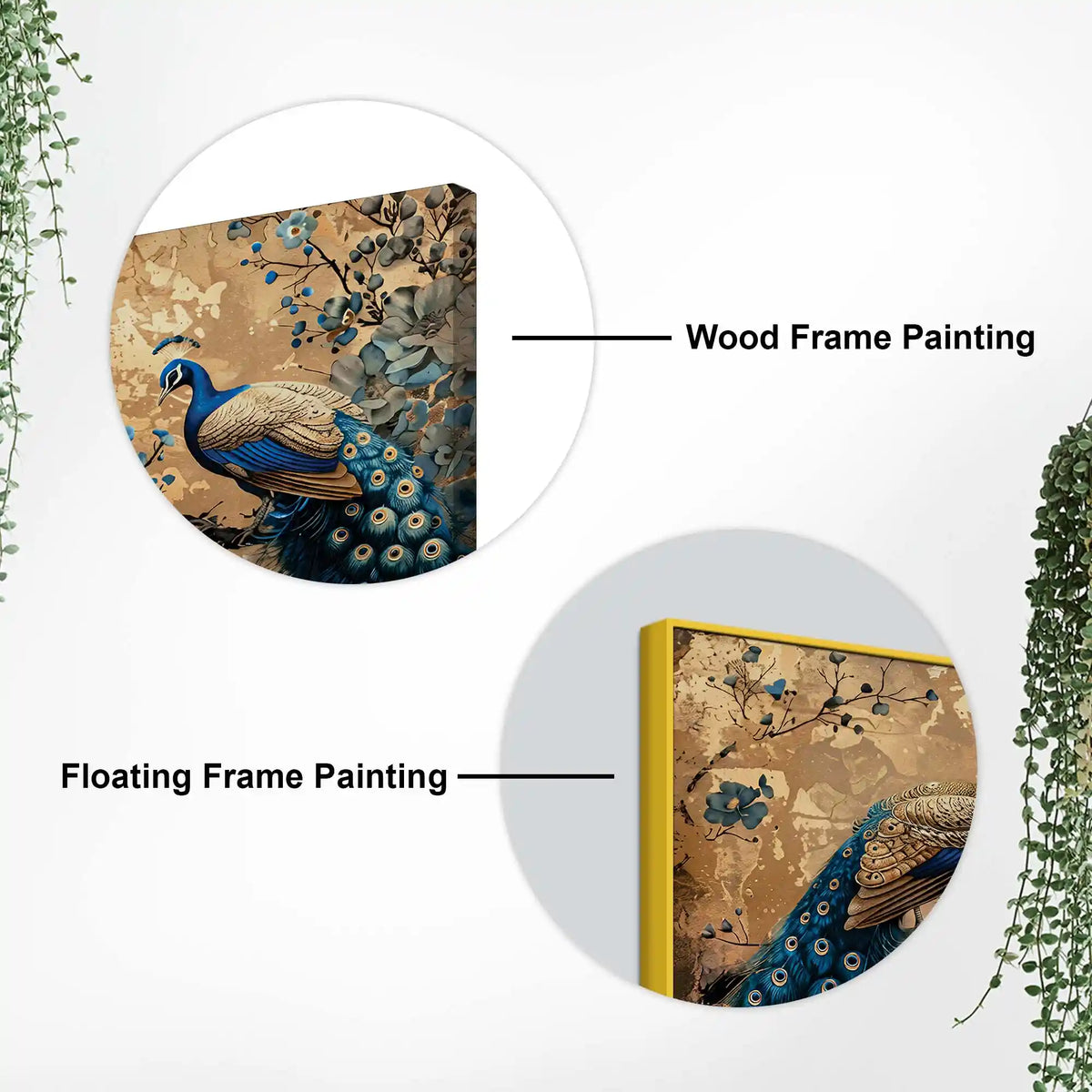Abstract Twin Peacock Canvas Wall Art Floral Luxury Painting for Home Interiors