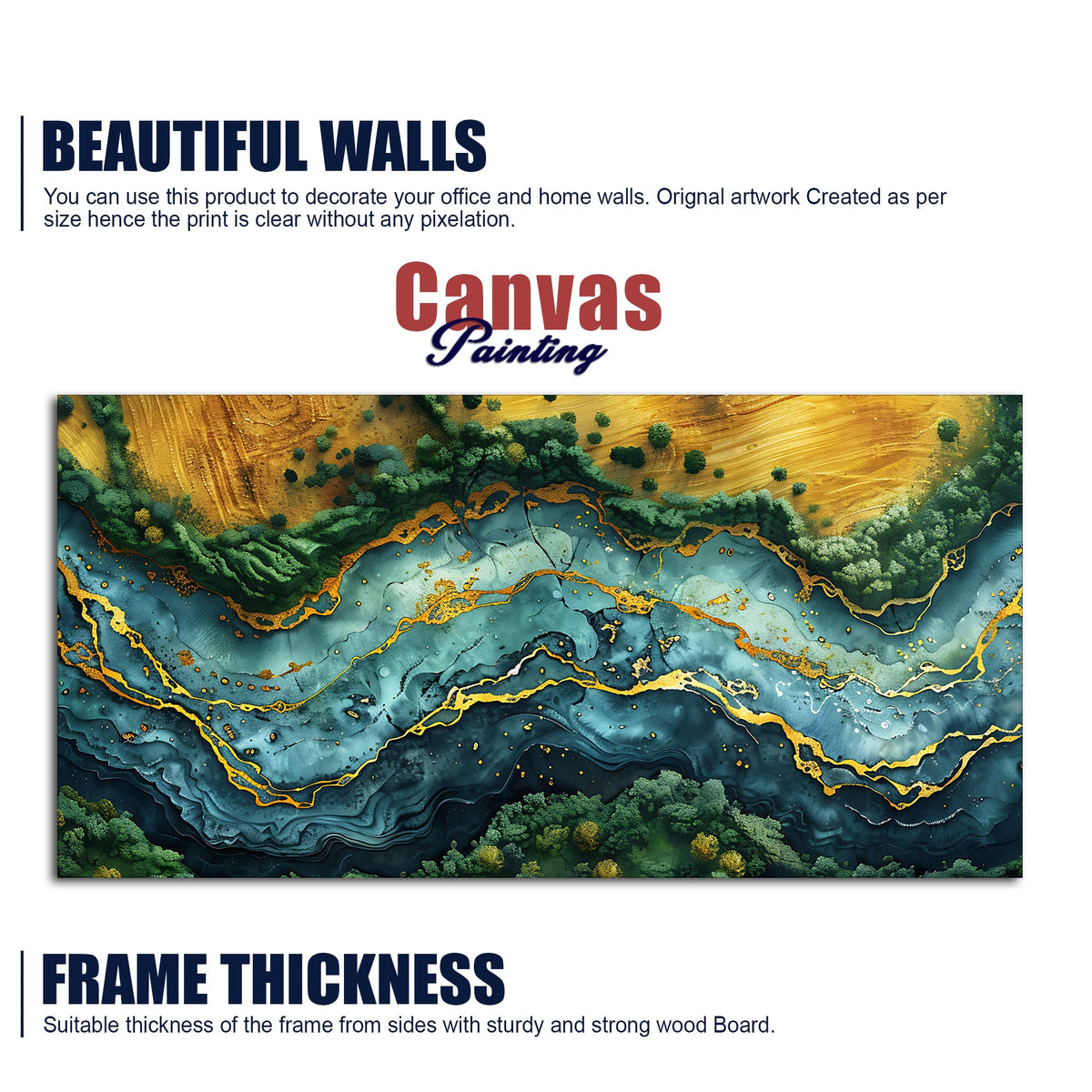 Abstract View of River Art Canvas Wooden Wall Painting