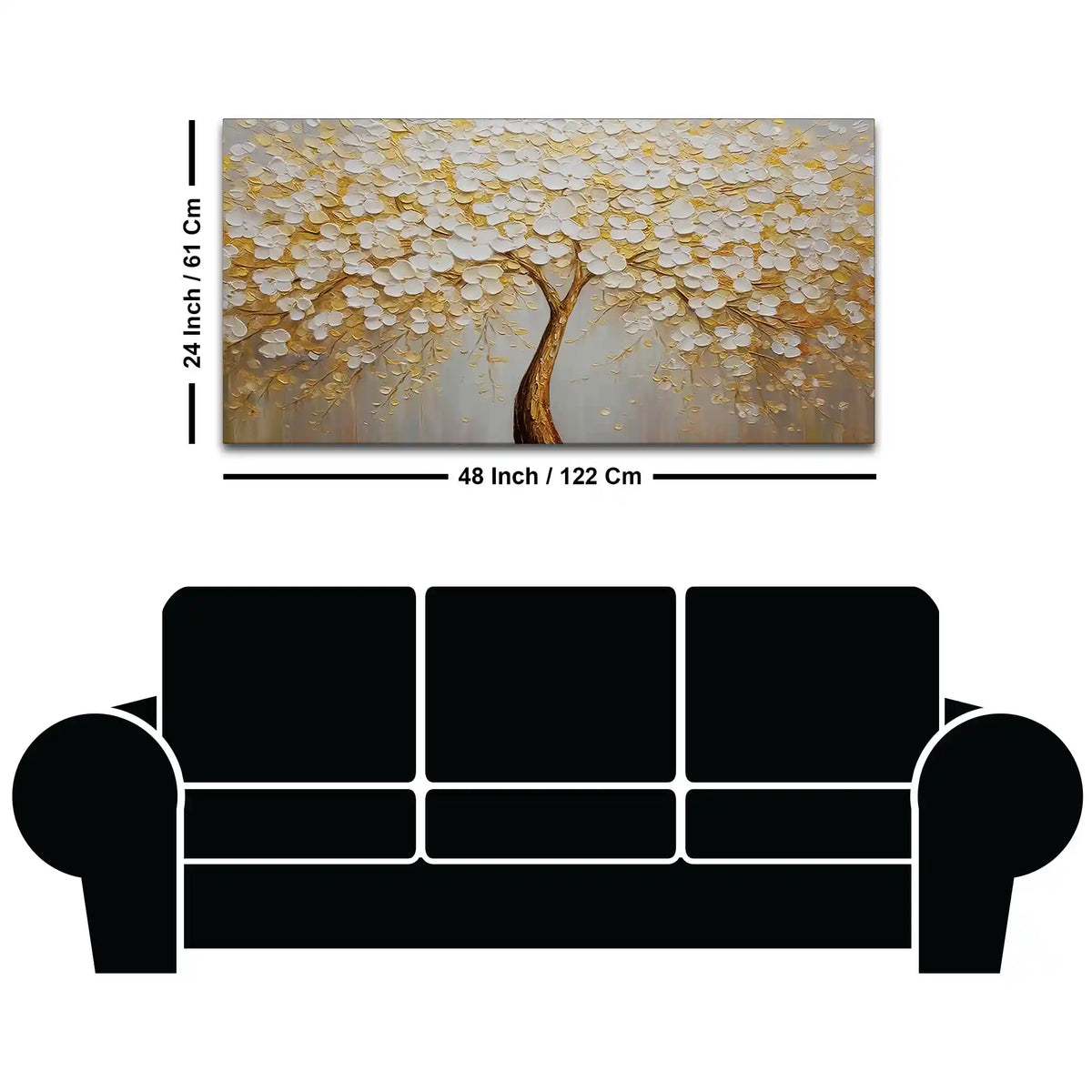 Abstract White Blossom Tree Wall Art Canvas Painting for Home Decor
