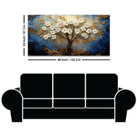Abstract White Flower Tree Canvas Wall Art Painting for Home Decor