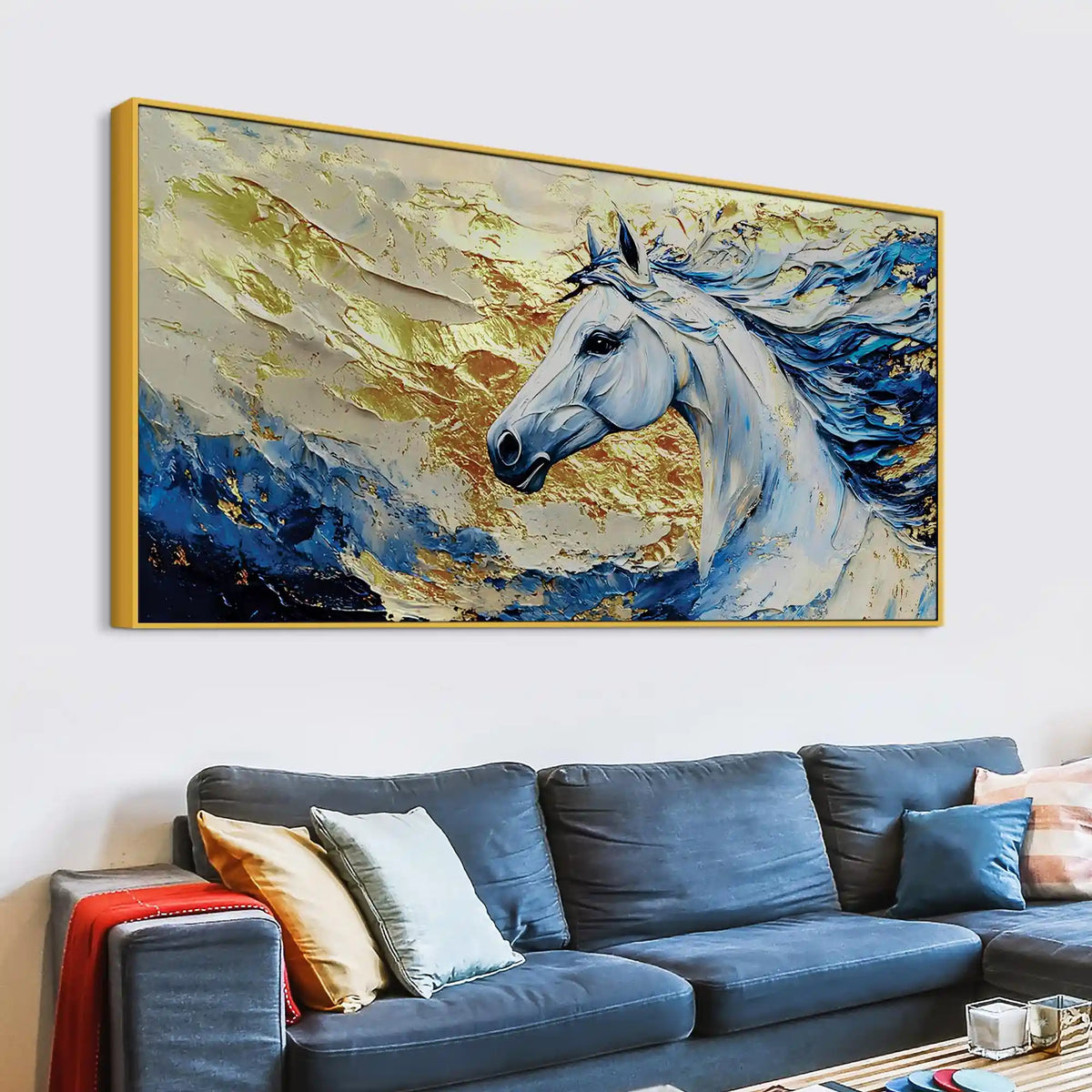 Abstract White Horse Canvas Painting