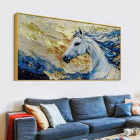 Abstract White Horse Canvas Painting